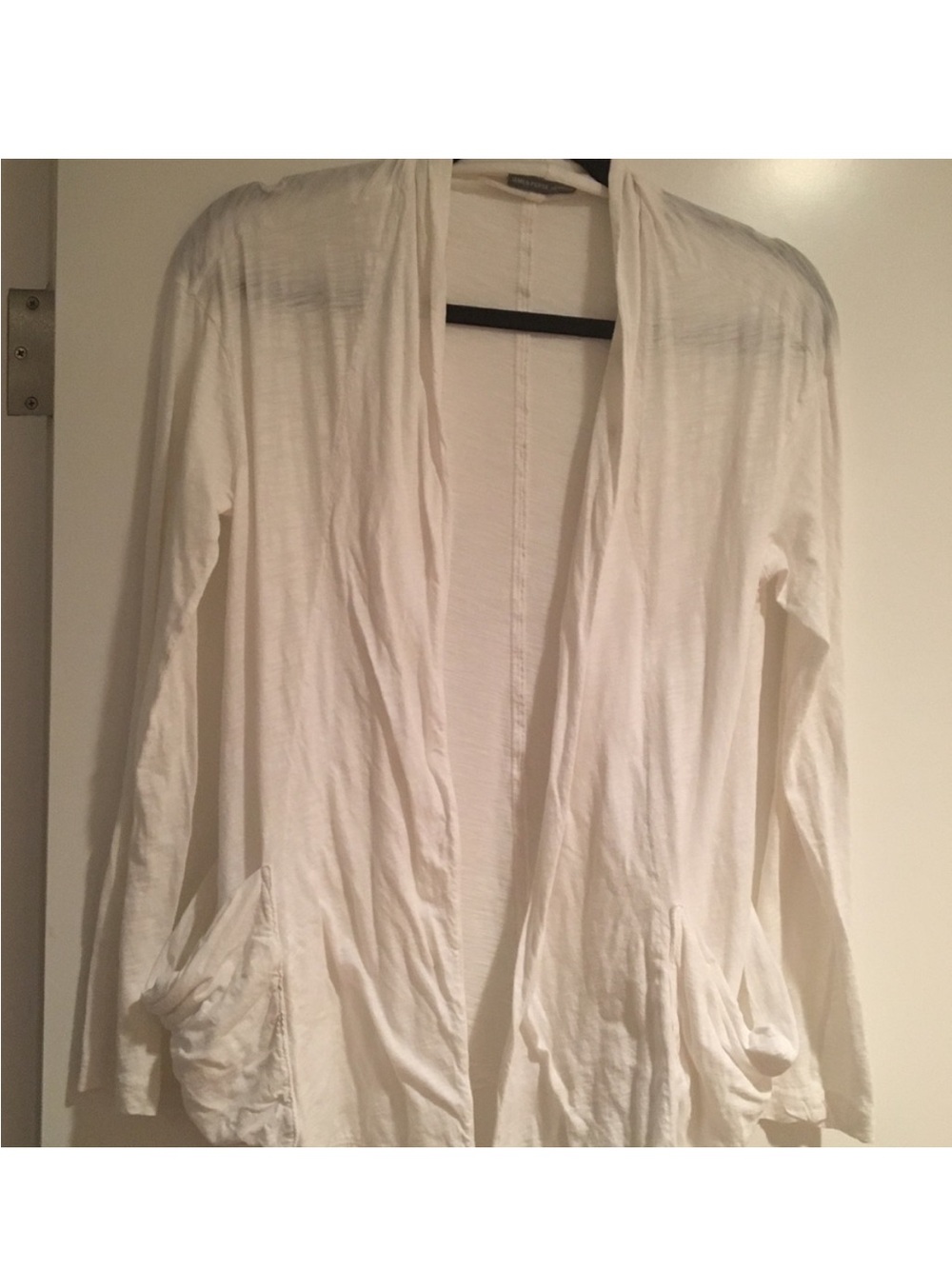 Standard James Perse Open-Front Long Sleeve Cotton Hoodie White Size 1 or Small